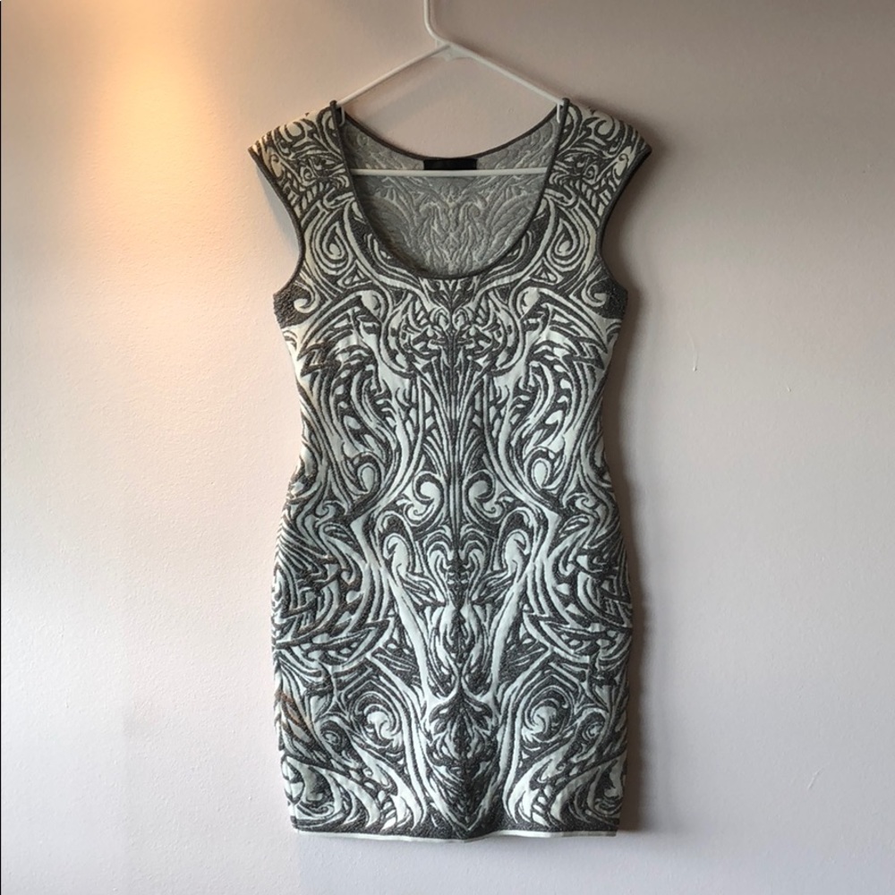 RVN white and silver mini dress